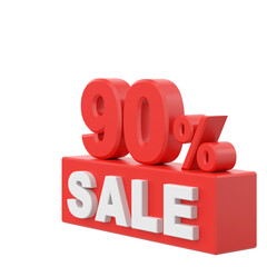 3D ninety percent sale. 90% sale. Sale banner decoration.