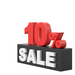 3D ten percent sale. 10% sale. Sale banner decoration.