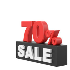 3D seventy percent sale. 70% sale. Sale banner decoration.