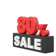 3D eighty percent sale. 80% sale. Sale banner decoration.
