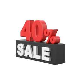 3D forty percent sale. 40% sale. Sale banner decoration.