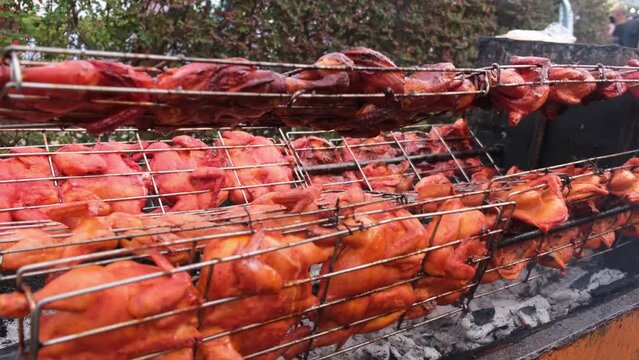 Ayam Golek grilled chicken famous bazaar ramadhan food during fasting month. Delicious Malaysia street food