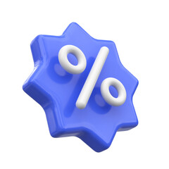 Percent tag. Sale banner decoration. 3D element.
