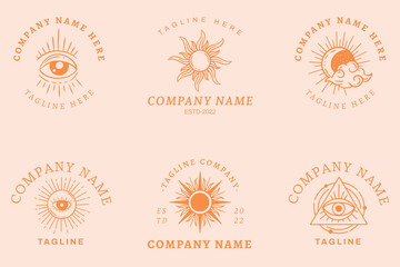 Mystical Orange Logo Minimalist Symbol Templates Collection Light Pink Pastel.