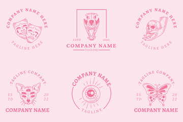 Fototapeta na wymiar Light Pink Mystical Logo Minimalist Symbol Templates Light Pink Pastel.