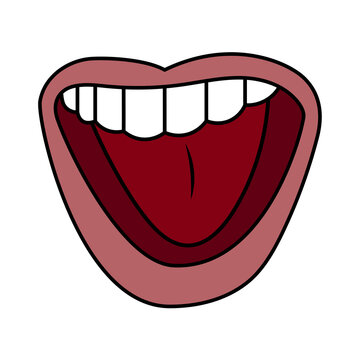 Mouth open with joy vector illustration.