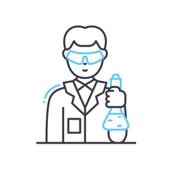 scientist in lab line icon, outline symbol, vector illustration, concept sign