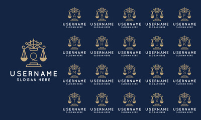 Set of Elegant Initial pillar, Law firm, attorney logo design Template