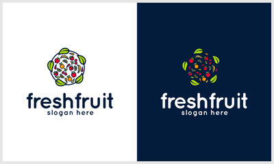 fruit bunch with nature leaf concept logo design template