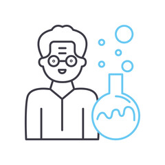scientist line icon, outline symbol, vector illustration, concept sign