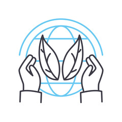 save the planet line icon, outline symbol, vector illustration, concept sign