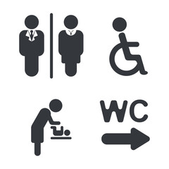 Restroom, WC, Toilet, Gentlemen, and ladies symbol set. Vector illustration.