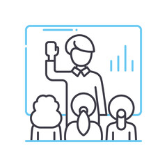 sales training line icon, outline symbol, vector illustration, concept sign