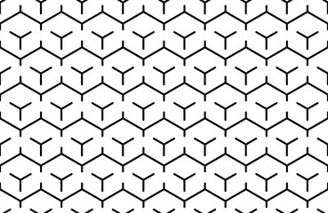 Hexagon honeycomb style repeat pattern in black outline with gaps, PNG Transparent Background