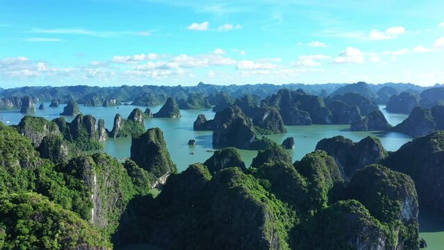 Aerial view of Vietnam  at Halong bay and blue sky