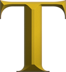 3d golden letter T, suitable for sticker, icon, luxury design and etc