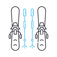 snow ski line icon, outline symbol, vector illustration, concept sign
