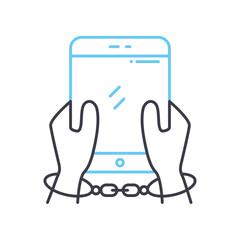 smartphone addiction line icon, outline symbol, vector illustration, concept sign