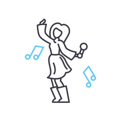 singing line icon, outline symbol, vector illustration, concept sign