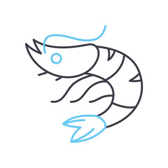 shrimp line icon, outline symbol, vector illustration, concept sign
