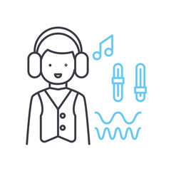 sound producer line icon, outline symbol, vector illustration, concept sign