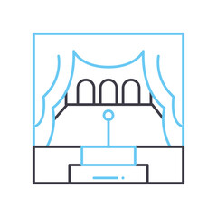 speaker stage line icon, outline symbol, vector illustration, concept sign