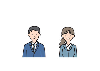 Fototapeta premium シンプルなビジネスマンの男女のアイコン（カラー）