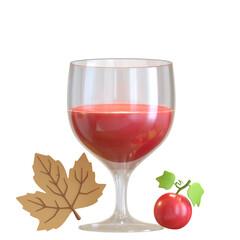 wine glass 3d icon illustration