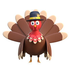 happy thanksgiving turkey 3d icon illustration - obrazy, fototapety, plakaty