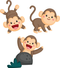 a vector of cute monkeys in different poses
