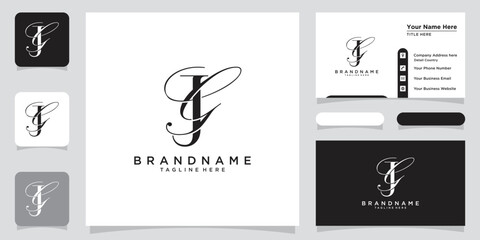Initial letter JG luxury Logo design Vector with business card design