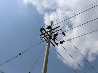 Fototapeta premium power lines of blue sky