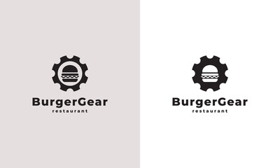 Burger and Gear Icon for Fast Food Restaurant Logo Junk Food Inspiration