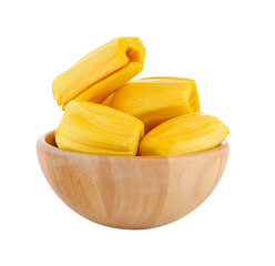 Jackfruit in wood bowl isolated on ransparent png