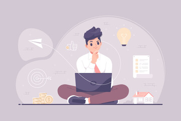 business man think of creative ideas illustration