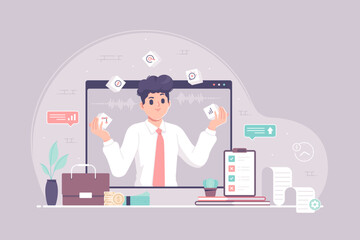 business management concept flat design illustration