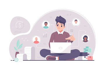 business teamwork collaboration concept illustration