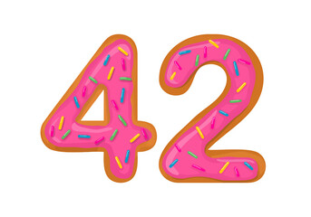Number 42, Sweet Donut With Number forty two Shape.