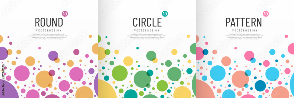 Wall mural set of polka dots colorful confetti pattern on a white background with copy space. round circle over