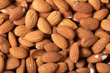 Full frame shot of healthy almonds with copy space