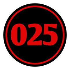 The serial number of participants in the form of a circle with a black background, red numbers to be placed on the chest or back