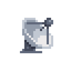 Ground satellite antenna, vintage pixel art icon. Design for logo, sticker and mobile app. Poster, picture cartoon flat style. Isolated vector illustration. 