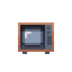 Retro TV pixel art icon. 8-bit. Isolated abstract vector illustration.