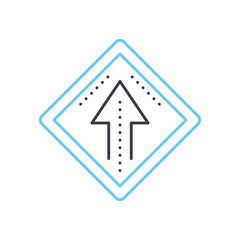 straight ahead line icon, outline symbol, vector illustration, concept sign