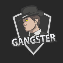 Mysterious mafia man. vector logo