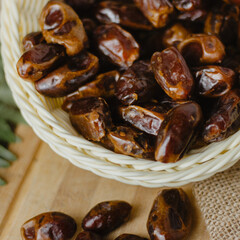 dates in a bowl top view