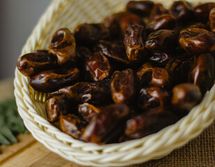 Dried date on bowl  top view