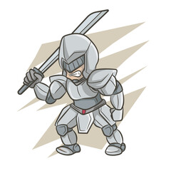 Knight warrior vector illustration. comic style