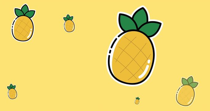 Animation of multiple pineapple icons on yellow background