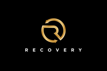 Linear shape  modern design R letter logo template